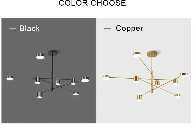 Chandelier Modern black metal LED ceiling light with design; black and copper options on Tampa Home & Garden Store