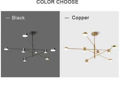 Chandelier Modern black metal LED ceiling light with design; black and copper options on Tampa Home & Garden Store