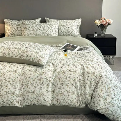 Pastel floral satin silk duvet cover set by Decorbites with matching pillow shams on Tampa Home & Garden Store