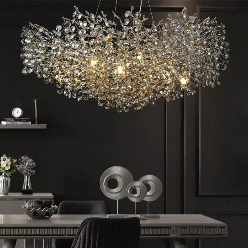 Chandelier Decorbites golden sunflower crystal branching light on Tampa Home & Garden Store