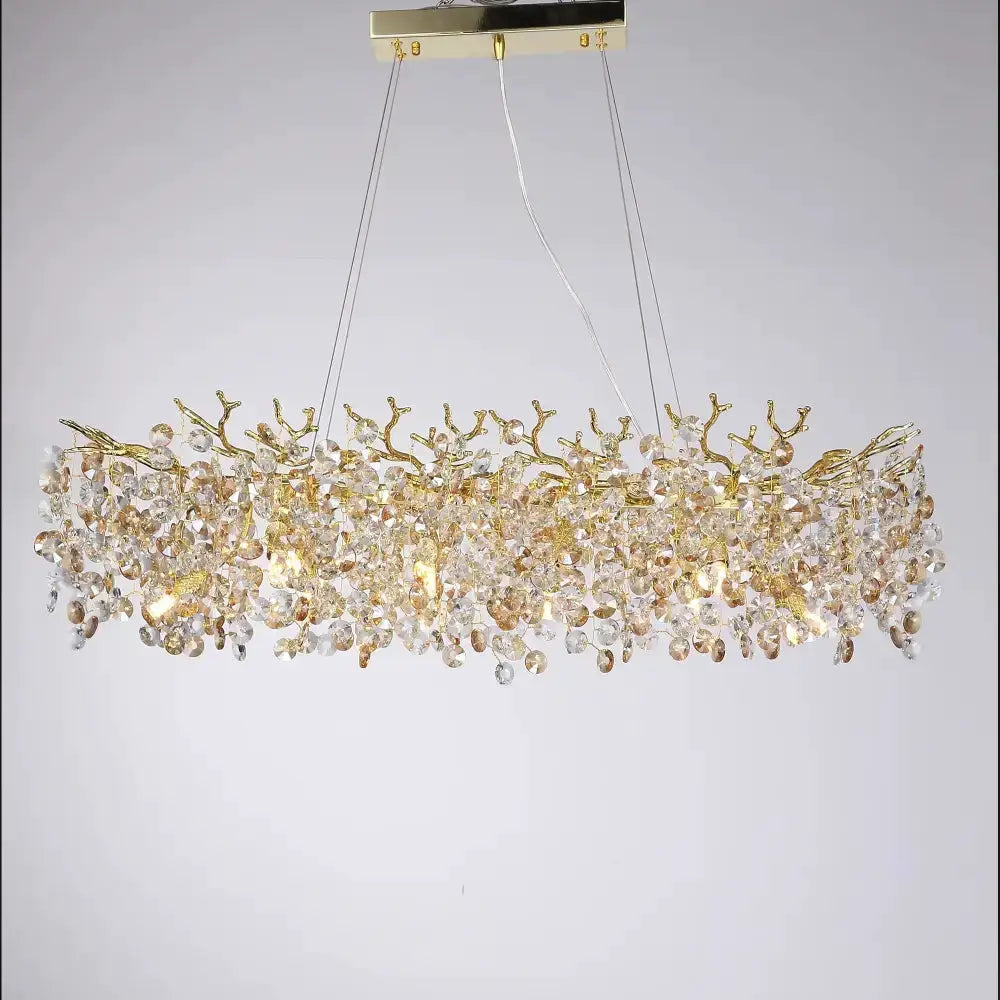 Chandelier Decorbites golden sunflower crystal dining room light with branching gold stems on Tampa Home & Garden Store