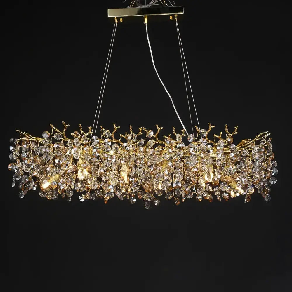 Chandelier Decorbites golden sunflower crystal with branching gold stems for dining room on Tampa Home & Garden Store