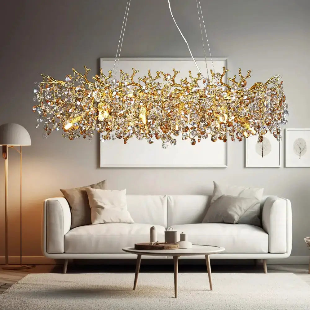 Chandelier sunflower crystal branching light Decorbites, crystal branches for dining room on Tampa Home & Garden Store