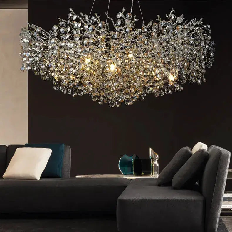 Chandelier Decorbites golden sunflower crystal with branching droplets for dining room on Tampa Home & Garden Store