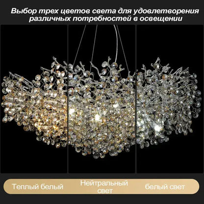 Chandelier Decorbites golden sunflower crystal with branching strands for dining room lighting on Tampa Home & Garden Store