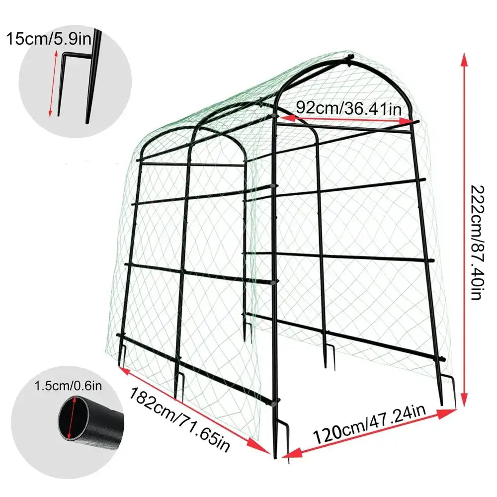 Tall black metal arched garden plant trellis for supporting climbing plants on Tampa Home & Garden Store