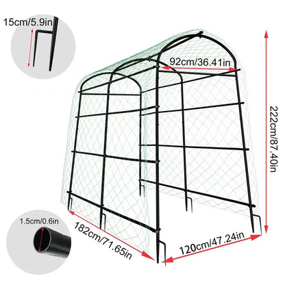 Tall black metal arched garden plant trellis for supporting climbing plants on Tampa Home & Garden Store