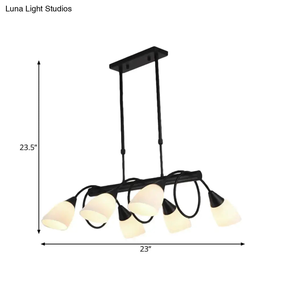 Traditional Milky Glass Pendant Light Fixture - 6/8/10 Lights - Black Hanging Lamp Kit