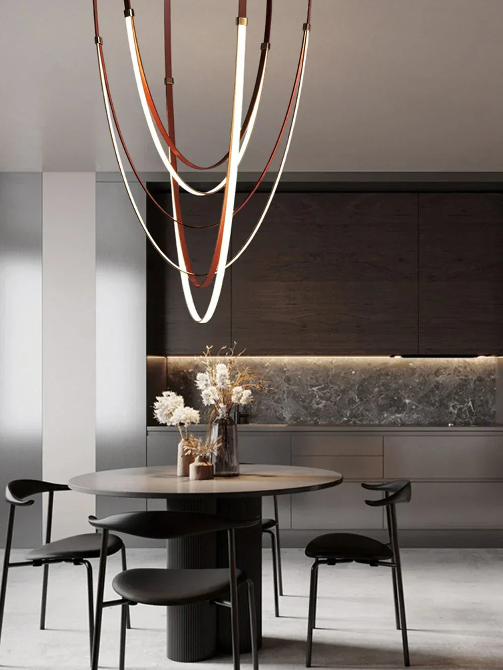 Trendy DIY Leather Belt LED Chandelier