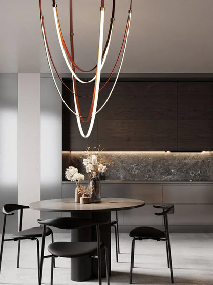 Trendy DIY Leather Belt LED Chandelier