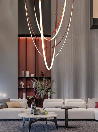 Trendy DIY Leather Belt LED Chandelier