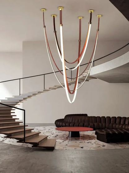 Trendy Flexible Leather Belt LED Chandelier
