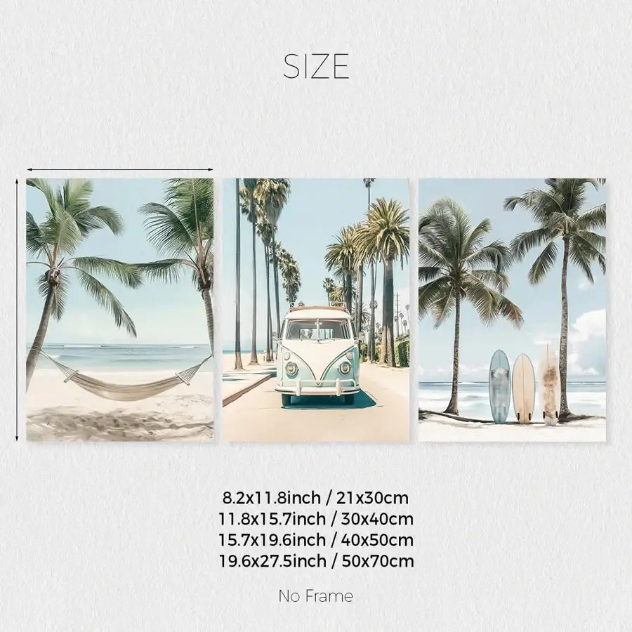 Tropical Surfboard Travel Wall Art Set