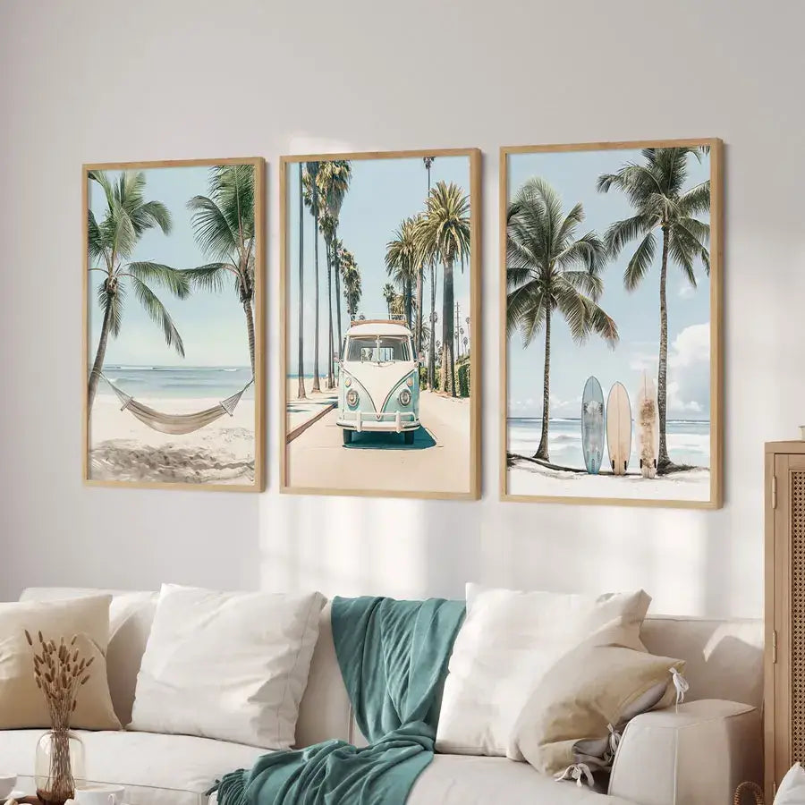 Tropical Surfboard Travel Wall Art Set
