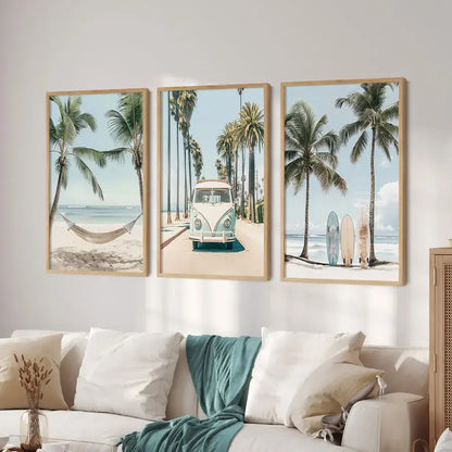 Tropical Surfboard Travel Wall Art Set