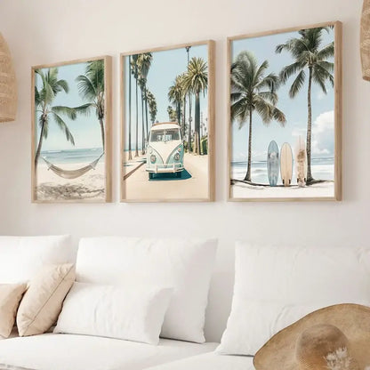 Tropical Surfboard Travel Wall Art Set