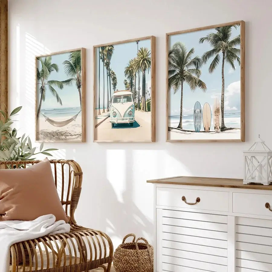 Tropical Surfboard Travel Wall Art Set