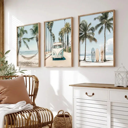 Tropical Surfboard Travel Wall Art Set