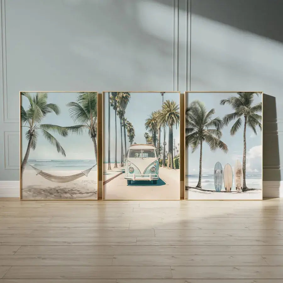 Tropical Surfboard Travel Wall Art Set