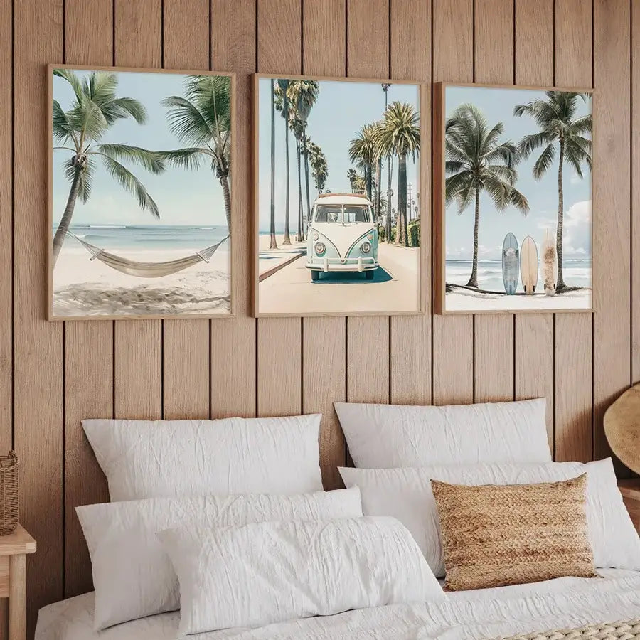 Tropical Surfboard Travel Wall Art Set