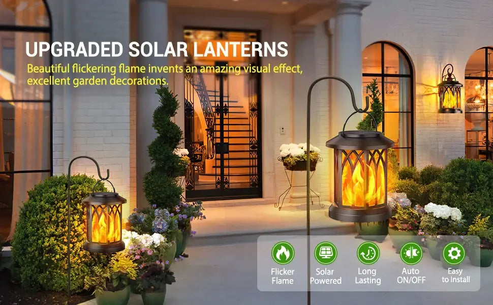 Farolillos solares mejorados de llama parpadeante - Paquete de 2
