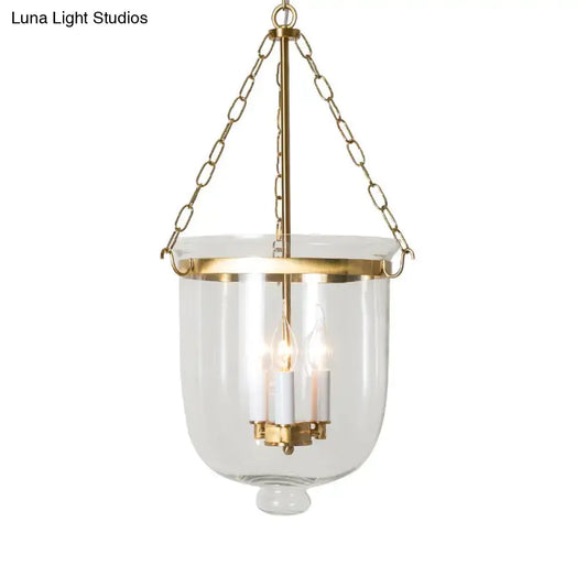 Vintage 3-Light Inverted Cloche Pendant Chandelier with Clear Glass for Living Room - Tampa Home & Garden Store