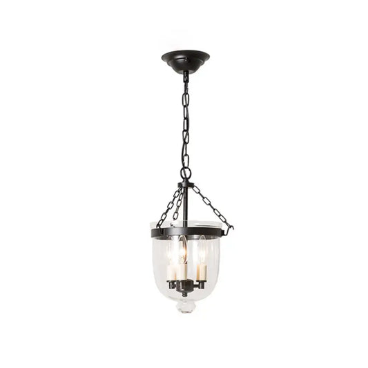 Vintage 3-Light Inverted Cloche Pendant Chandelier with Clear Glass for Living Room - Tampa Home & Garden Store
