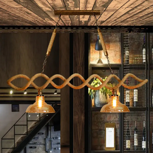 Vintage Amber Glass Pendant Light with Beige Barn Island Design - 2/3 Lights - Tampa Home & Garden Store