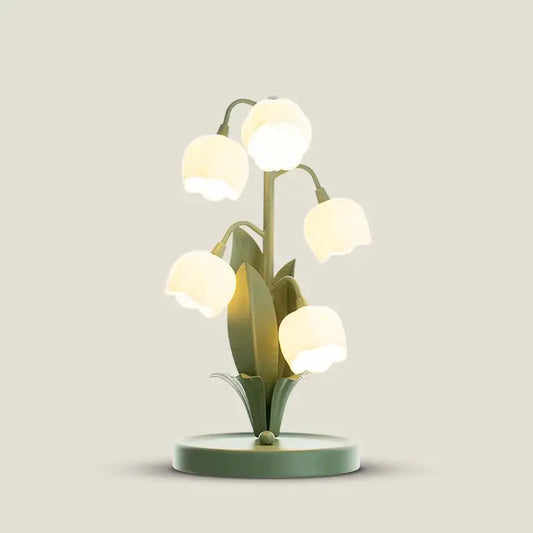 Vintage floral table lamp for the home, 5 lily nightstand lamp in 3 color patterns with G4 Led bulbs for bedrooms, living rooms - Tampa Home & Garden Store