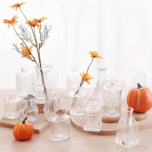 Vintage Glass Bud Vases Set - 30 Pieces