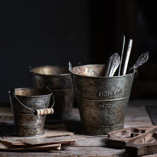 Vintage Iron Handle Bucket - Home Decoration