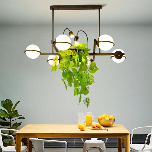 Vintage Metal Ball Island Lighting Fixture for Kitchen with Black Plant Pendant and Ceiling Mount - Tampa Home & Garden Store