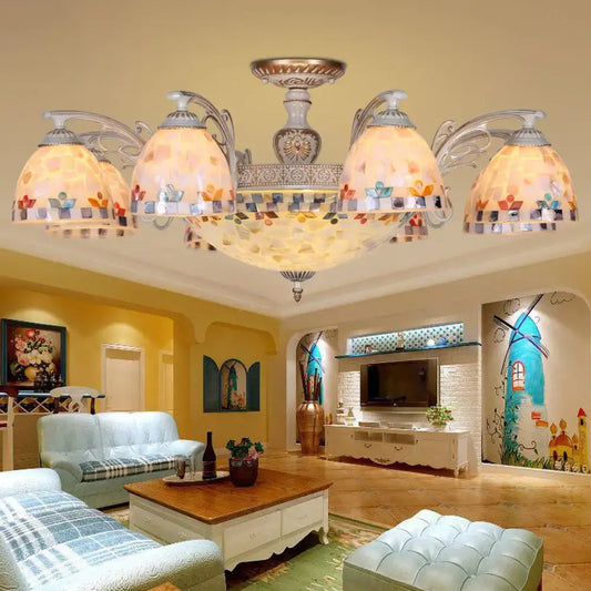 Vintage Multi-Light Chandelier with Shelly Shade for Living Room - Tampa Home & Garden Store