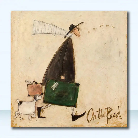 Vintage Nordic Abstract Landscape Dog Wall Art