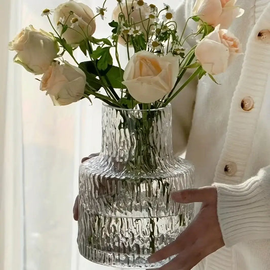 Vintage Nordic Glass Vase for Wide-Mouth Flowers