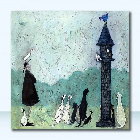 Vintage Nordic Love Dogs Canvas Wall Art