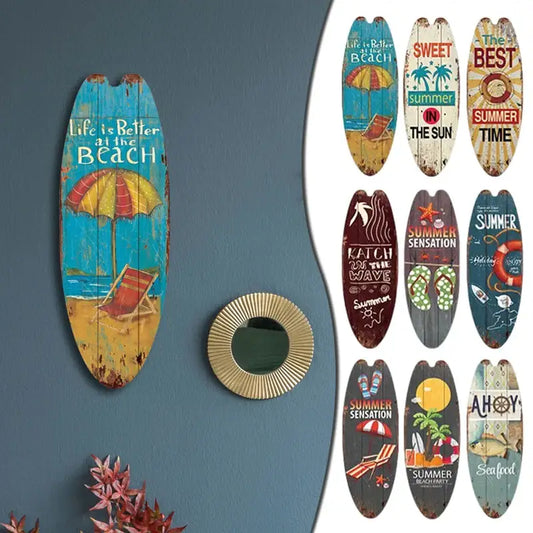 Vintage Surfboard Door Sign for Beach Home - Tampa Home & Garden Store