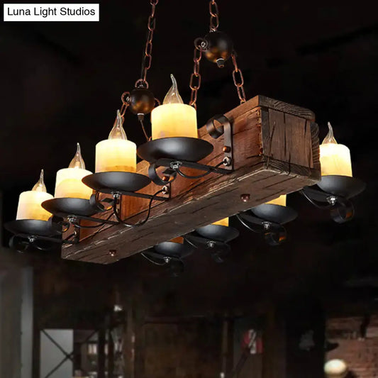 Vintage Wood Candelabra Chandelier - 8-Light Pendant Fixture for Restaurants - Tampa Home & Garden Store