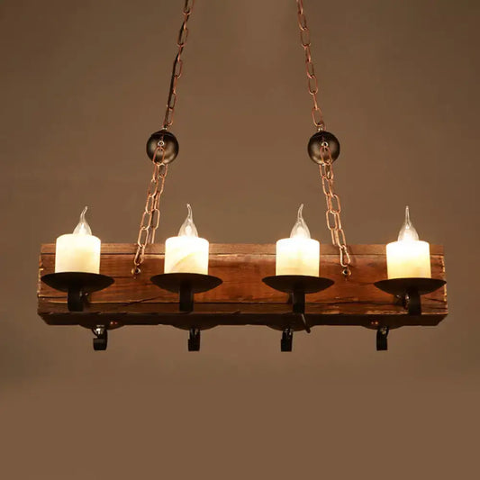 Vintage Wood Candelabra Chandelier - 8-Light Pendant Fixture for Restaurants - Tampa Home & Garden Store