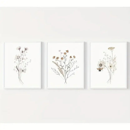 Watercolor Flower Posters Set: Botanical Canvas Art