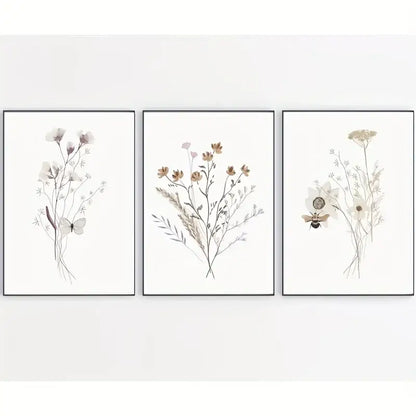 Watercolor Flower Posters Set: Botanical Canvas Art