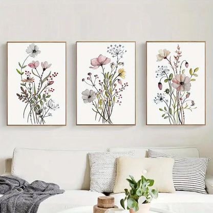 Watercolor Flower Posters Set: Botanical Canvas Art