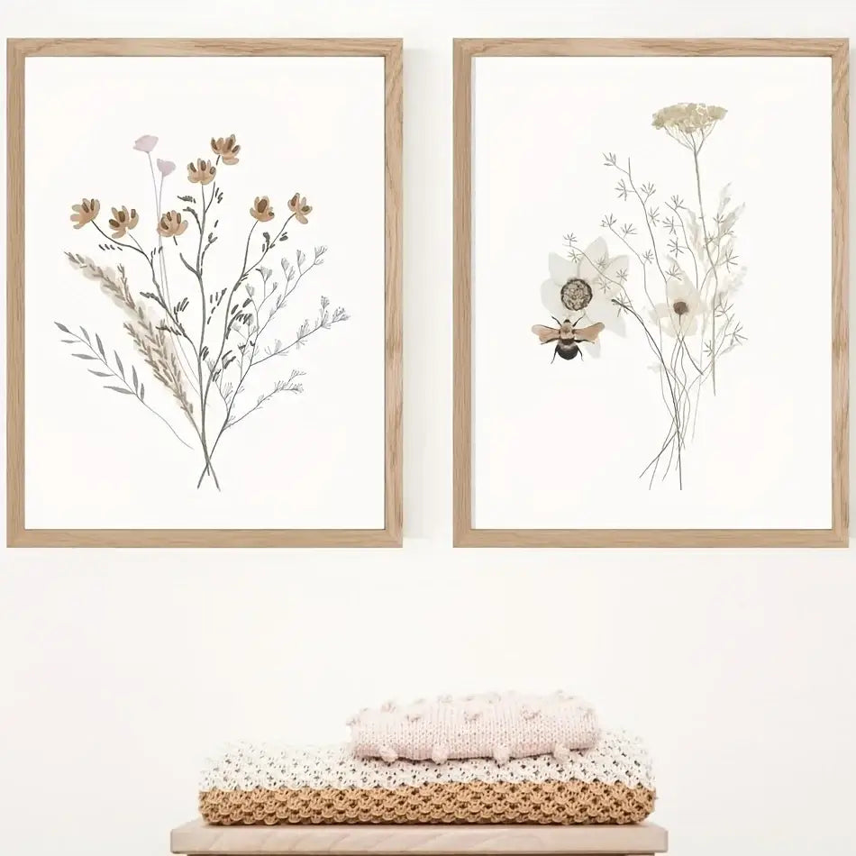 Watercolor Flower Posters Set: Botanical Canvas Art