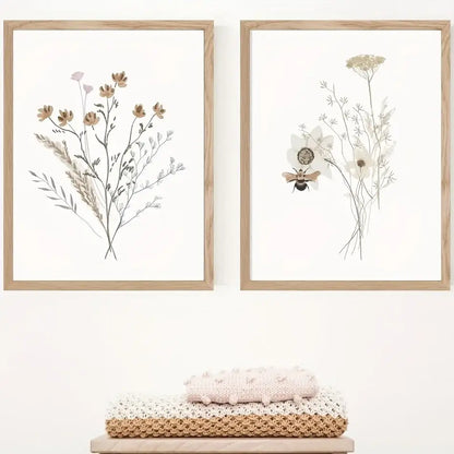Watercolor Flower Posters Set: Botanical Canvas Art