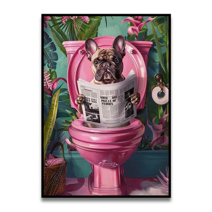 Whimsical Cat Bathroom Wall Art Print