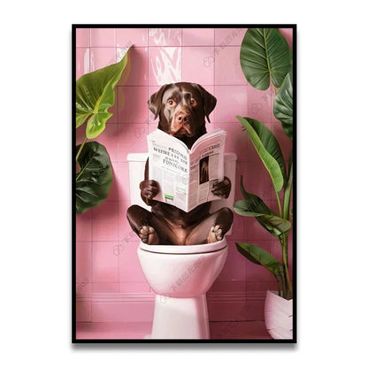 Whimsical Cat Bathroom Wall Art Print