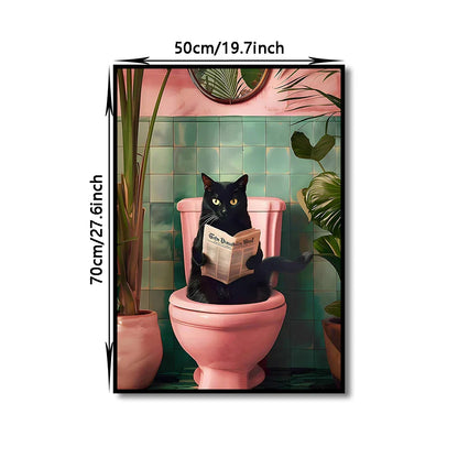 Whimsical Cat Bathroom Wall Art Print