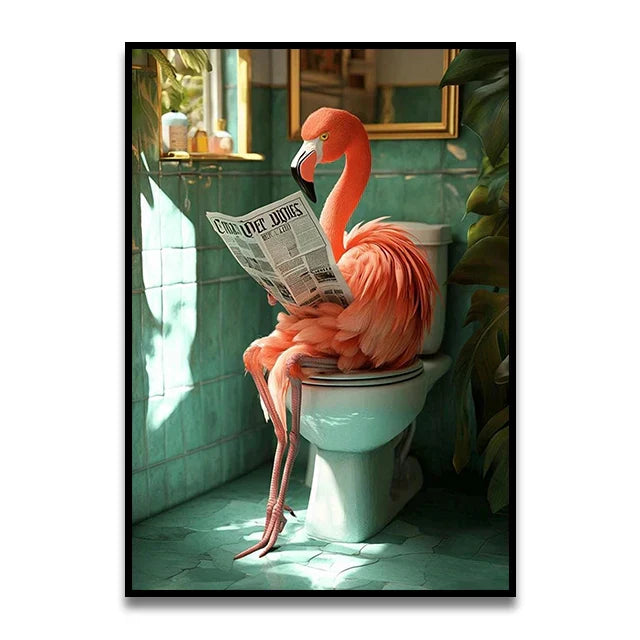 Whimsical Cat Bathroom Wall Art Print