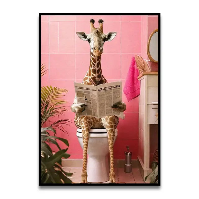 Whimsical Cat Bathroom Wall Art Print