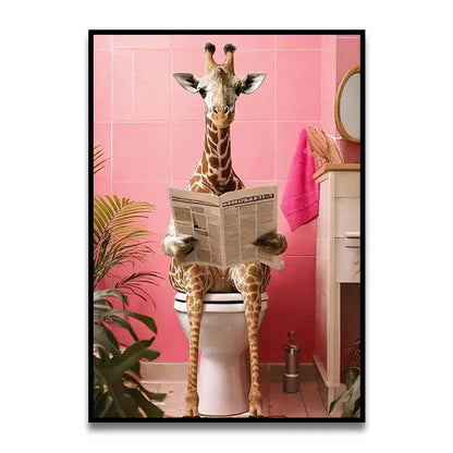 Whimsical Cat Bathroom Wall Art Print